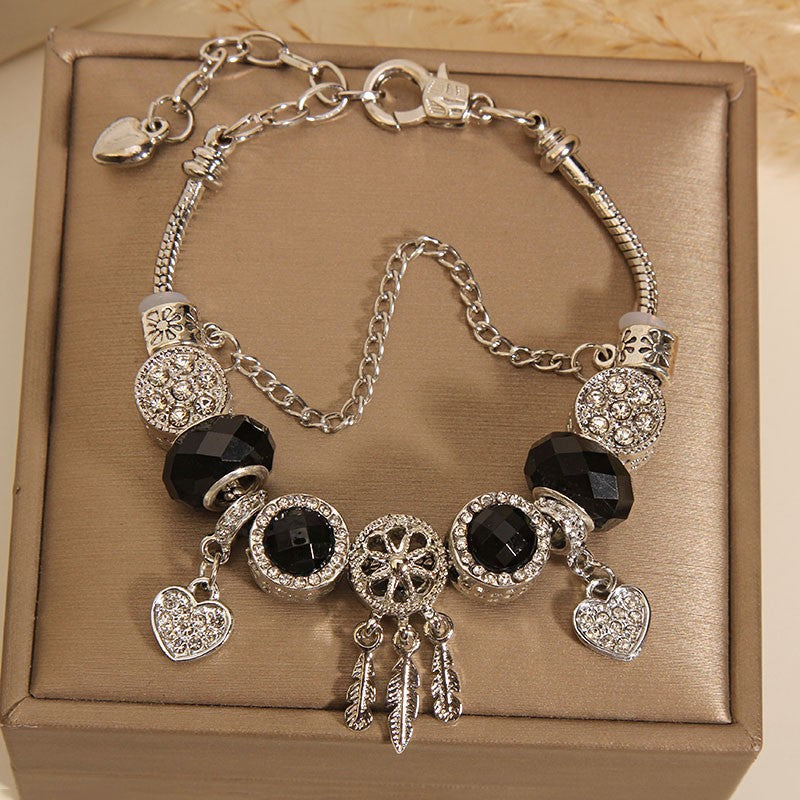 Vintage Dreamcatcher Heart Pendant Alloy Bracelet