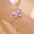 Oil-drop flower elegant stainless steel necklace and bracelet