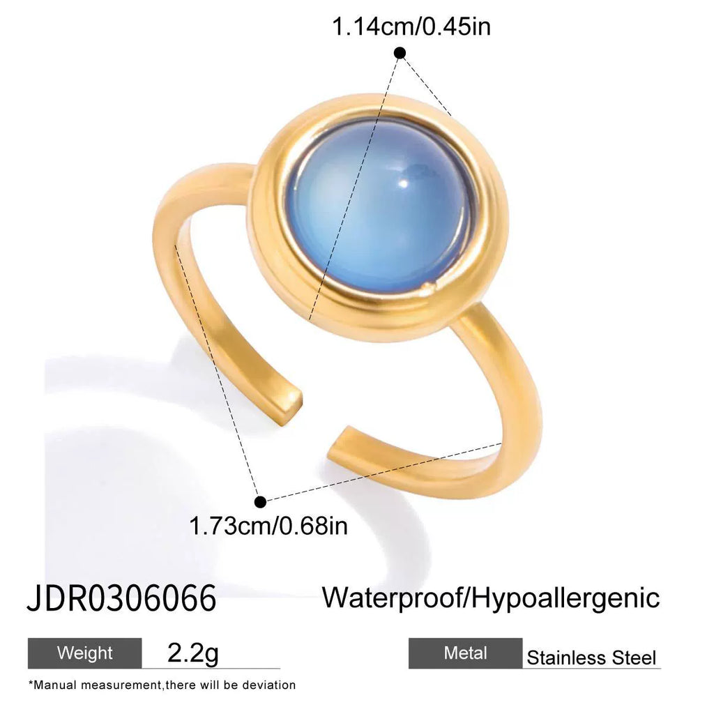 Blue resin non-fading stainless steel ring