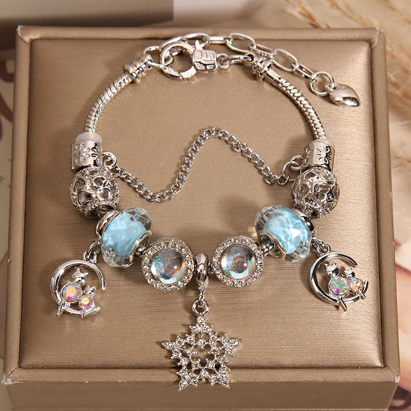 Vintage Sky Blue Series Glass Alloy Bracelet