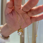 Christmas hat star pearl copper alloy pendant