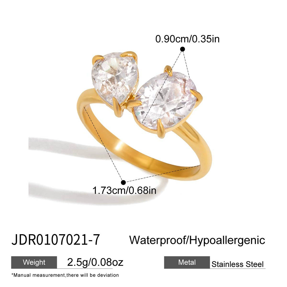 Zircon stainless steel non-fading ring