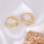 Zirconia-set French brass earrings