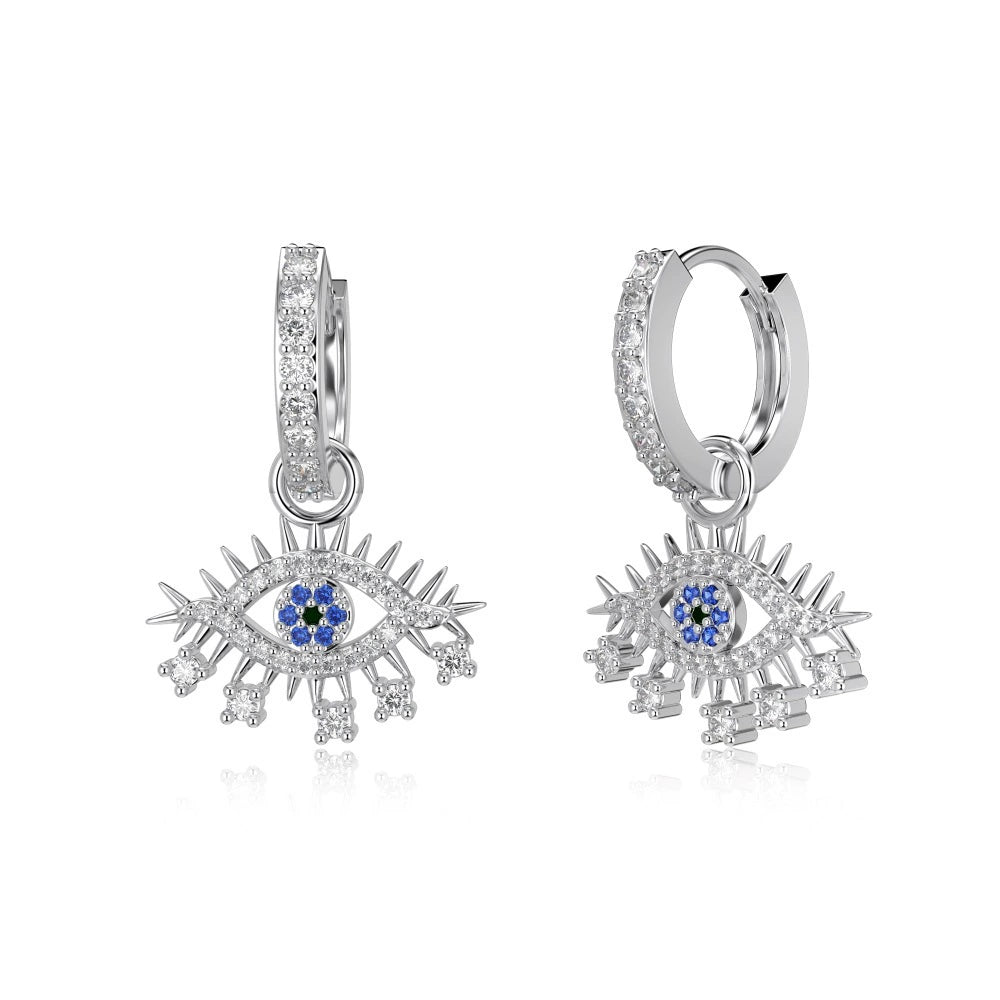 S925 Silver Evil Eye Blue Zircon Inlaid Set
