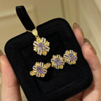 紫荆花缎带紫锆石铜合金套装