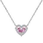 925 Silver Heart Hollow Pink Zircon Inlaid Diamond Set