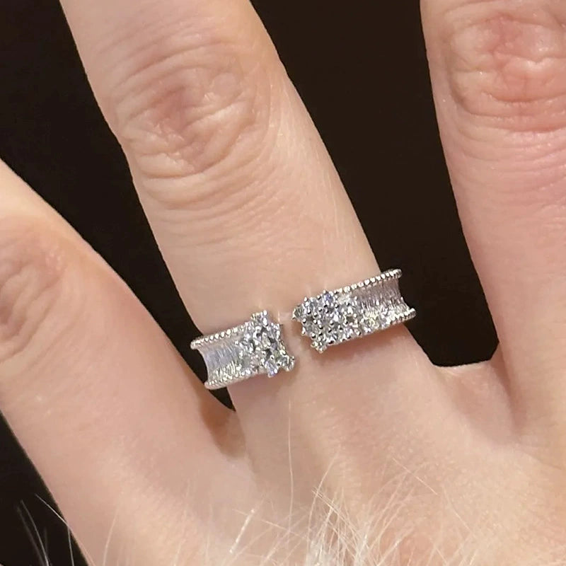 Brushed Starry Sky Irregular Diamond Pack Copper Alloy Ring