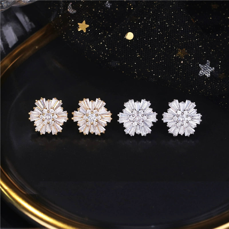Flower Zircon Copper Alloy Earrings
