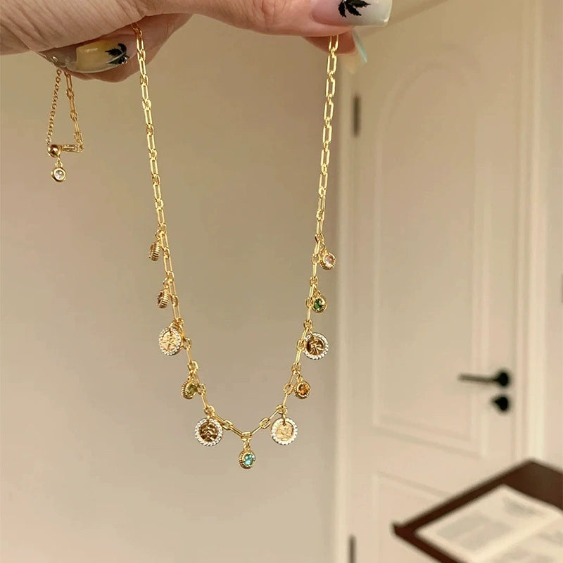 Rainbow Tourmaline Copper Alloy Necklace