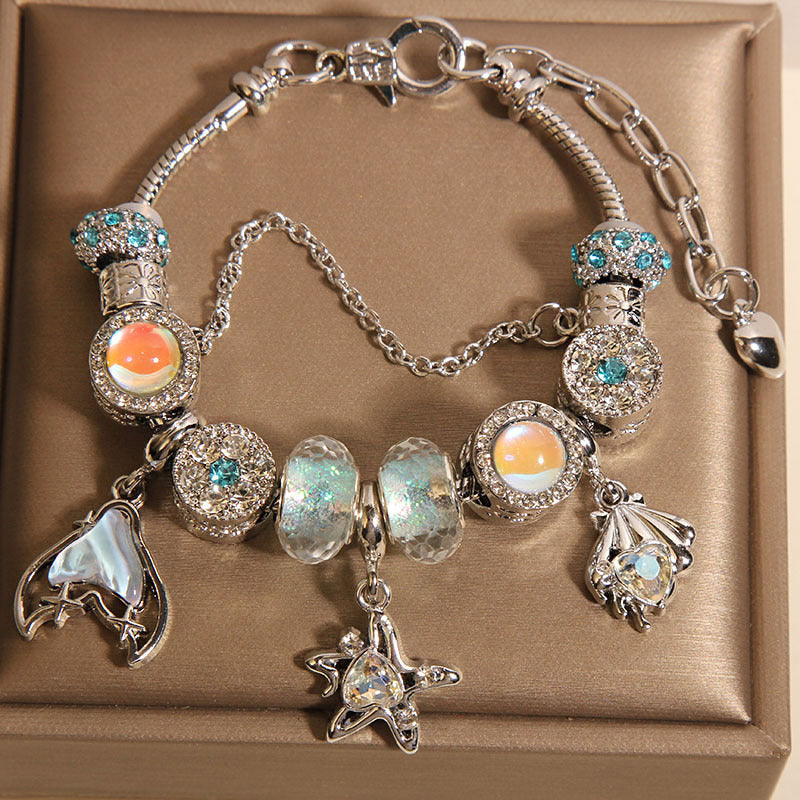 Vintage Sky Blue Series Glass Alloy Bracelet