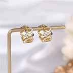 Zirconia-set French brass earrings