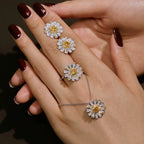 925 Sterling Silver Daisy Sunflower Full Diamond Set