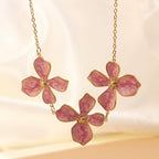 Oil-drop flower elegant stainless steel necklace and bracelet
