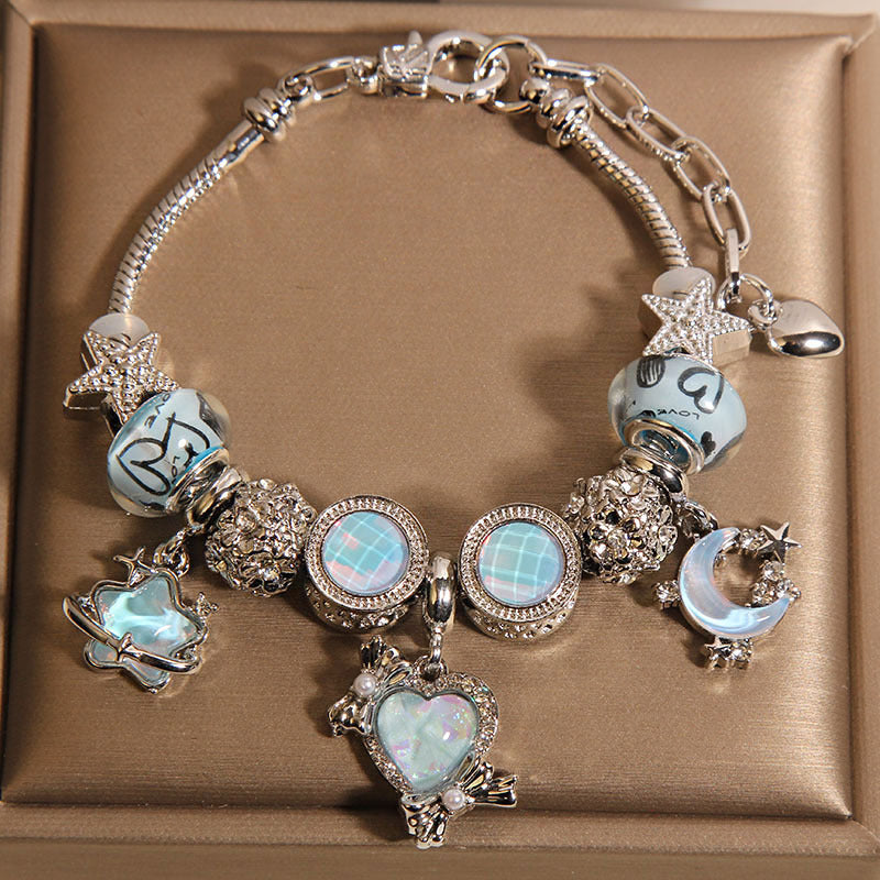 Vintage Sky Blue Series Glass Alloy Bracelet