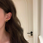 Radl oval tiger's eye gold-plated copper alloy earrings