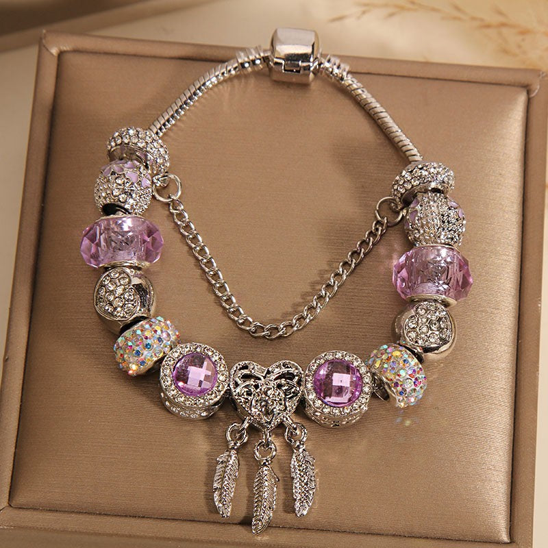 Vintage Glass Dreamcatcher Pendant Alloy Bracelet