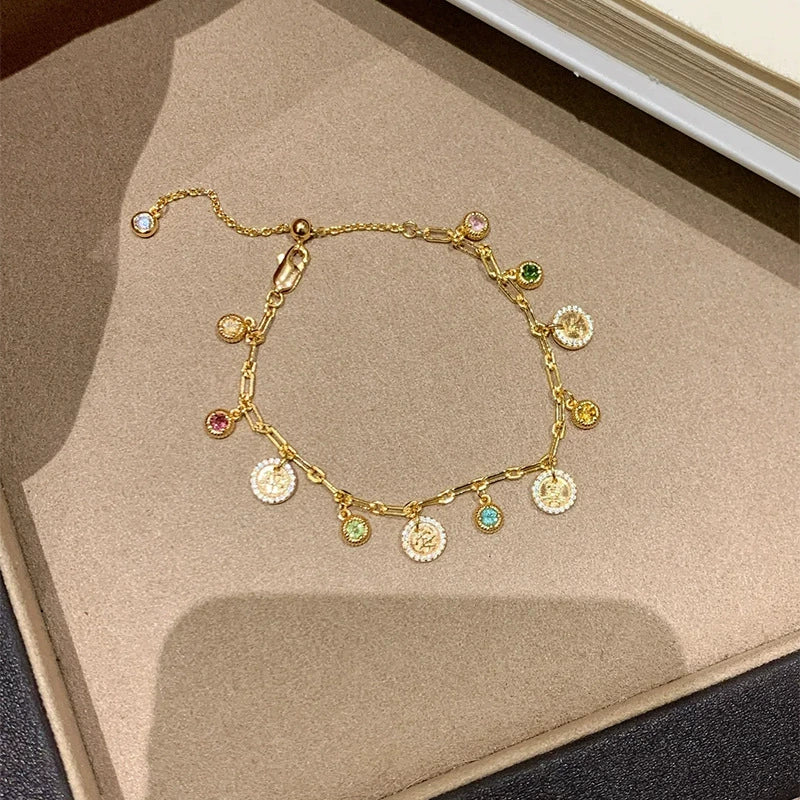 Vintage-style starry copper alloy bracelet