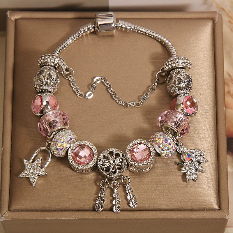 Vintage Glass Angel Dreamcatcher Alloy Bracelet