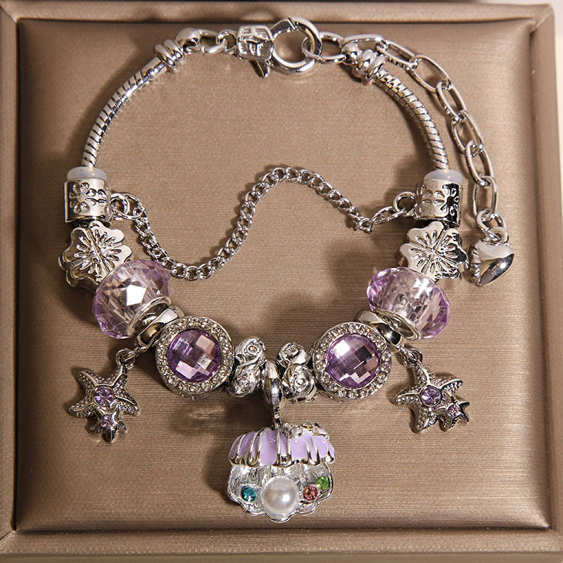 Vintage Purple Series Glass Bead Alloy Bracelet