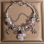 Vintage Purple Series Glass Bead Alloy Bracelet