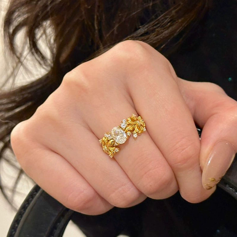 Oriole tail flower pigeon egg copper alloy ring