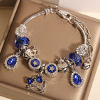 Vintage Deep Blue Series Glass Alloy Bracelet