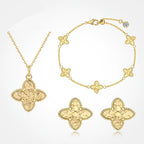 925 Sterling Silver Luxury Four-Leaf Clover Sparkling Set