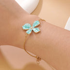 Oil-drop flower elegant stainless steel necklace and bracelet