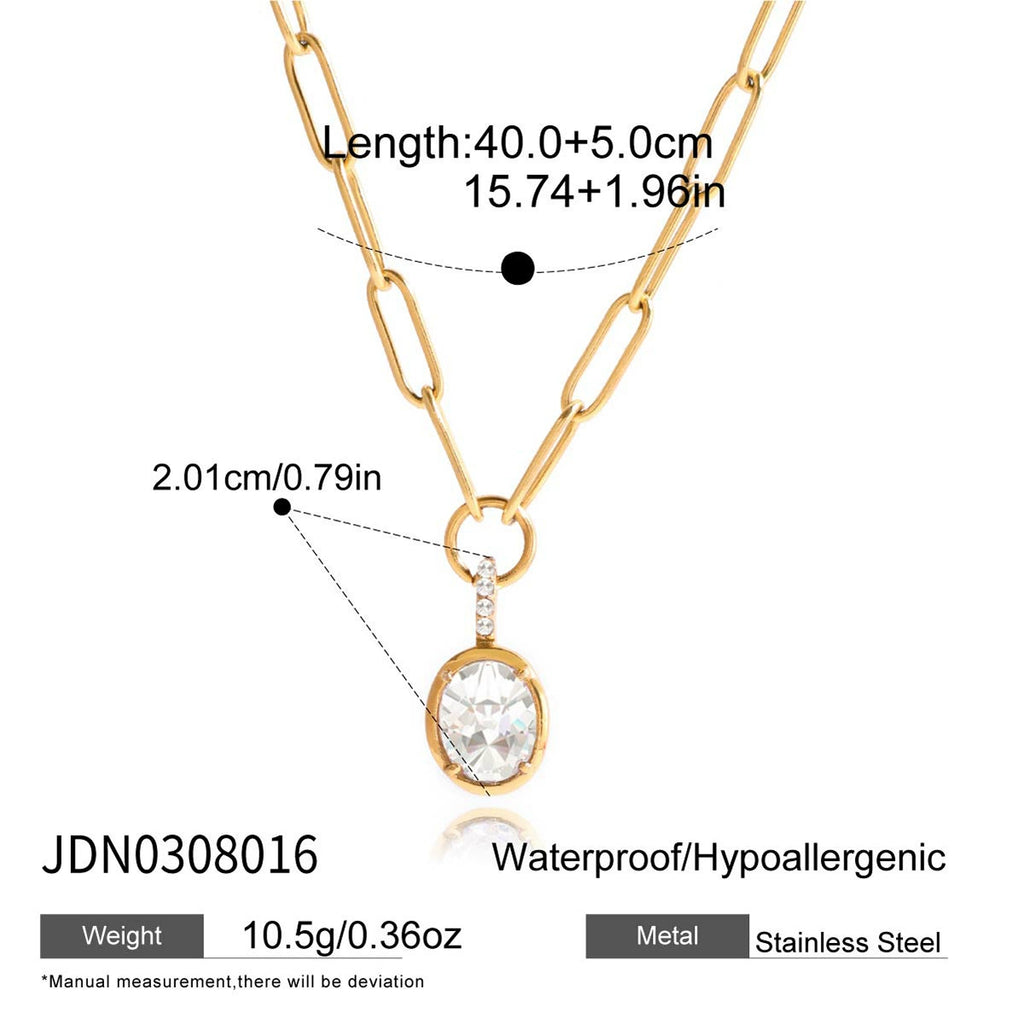 18k stainless steel zircon necklace that won't fade