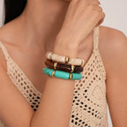 Vintage Gradient Acrylic Geometric Bamboo Joint Elastic Bracelet