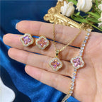 Zircon Colored Crystal Petal Zircon Necklace Set