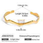 Zircon colorfast, luxurious and high-end stainless steel open bangle.