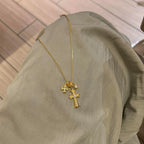 Fine-shine cross pendant copper alloy necklace