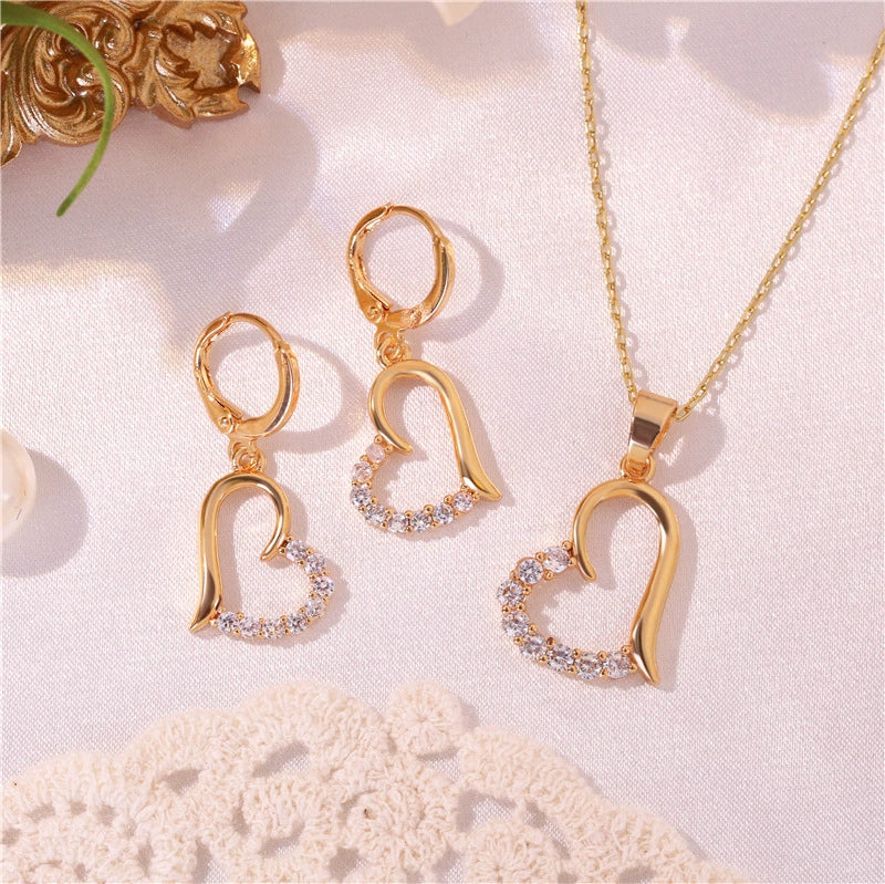 Zircon Colored Crystal Heart-Shaped Zircon Set