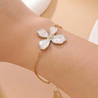 Oil-drop flower elegant stainless steel necklace and bracelet