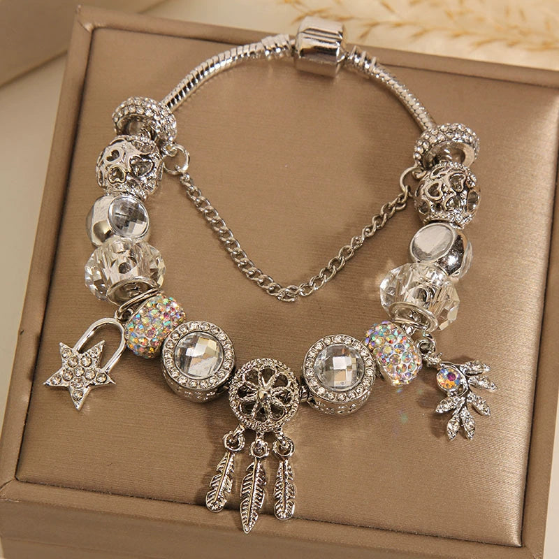 Vintage Glass Angel Dreamcatcher Alloy Bracelet