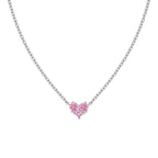 925银方糖爱心锆石镶嵌精致爆闪项链
