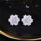 Flower Zircon Copper Alloy Earrings