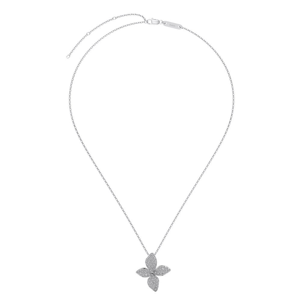 925 Silver Flower Butterfly Full Diamond Three-Piece Set