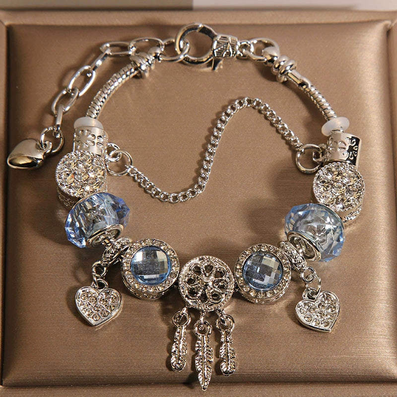 Vintage Dreamcatcher Heart Pendant Alloy Bracelet