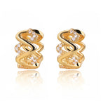 Zirconia-set French brass earrings