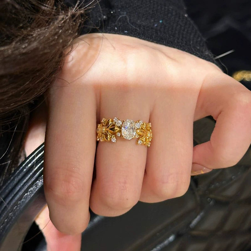 Oriole tail flower pigeon egg copper alloy ring