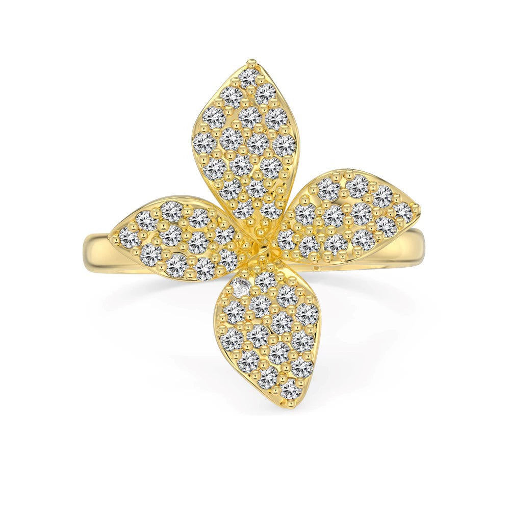 925 Silver Flower Butterfly Full Diamond Three-Piece Set
