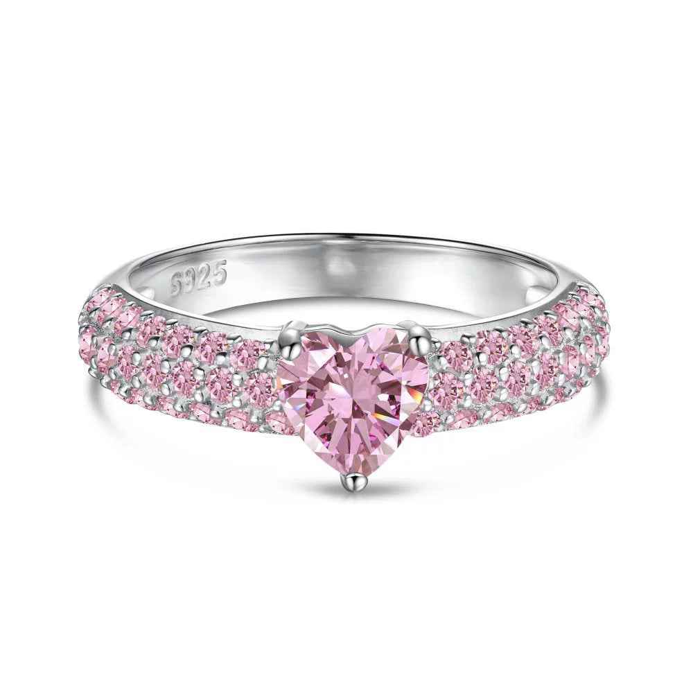 925 Silver Sweet Rainbow Barbie Heart Zircon Ring