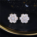 Flower Zircon Copper Alloy Earrings