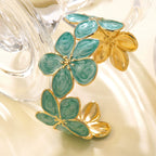 Oil-dripping flower stainless steel C-shaped open bracelet