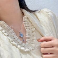 925 Sterling Silver Heart of the Ocean Oval Natural Aquamarine Pendant Fully Diamonded