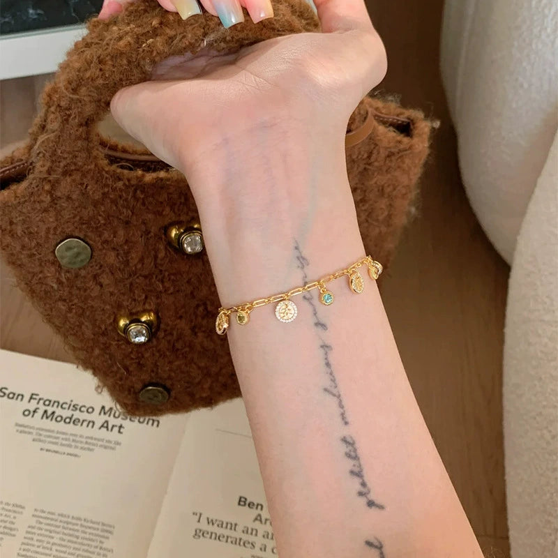 Vintage-style starry copper alloy bracelet