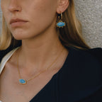 Evil Eye Turquoise Colorfast Titanium Steel Earrings and Necklace