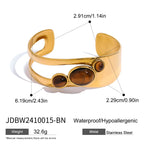 Tiger's eye stainless steel open bracelet earrings